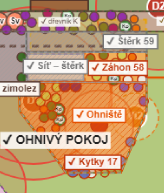 Výřez plánu — Ohnivý pokoj (17 a 58)